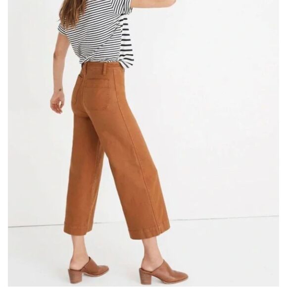 Madewell Emmet Cropped Pants Wide Leg Jeans Rust Orange Womens 26 - Picture 2 of 7